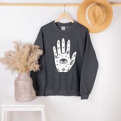 Celestial Hand Sweatshirt, Witchy Sweat, Halloween Sweatshirt, Mystical Women Gift, Spiritual Sweater