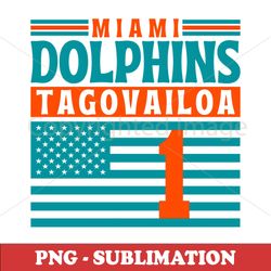 Tagovailoa Miami Dolphins American Flag Football - PNG Digital Download - High-Quality Sublimation Transfer