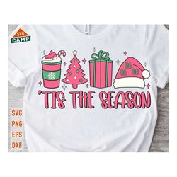 Pink Christmas Svg, Tis The Season Svg, Merry Christmas Svg, Christmas Tree Svg, Winter Latte Svg, Santa Hat Svg, Christ