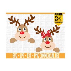 Christmas Reindeer Face Svg, Christmas Svg, Reindeer Boy and Girl Svg,Png, Deer Kids Clipart, Xmas Cut Files,Deer Face C
