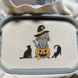 Black Cats Embroidery Design, Scary Pumpkin Embroidery Design, Pumpkin Halloween Embroidery Machine File