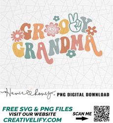 Groovy grandma png - Groovy grandma shirt - Groovy grandma design -Retro grandma -Hippie png -Flower power -Groovy subli