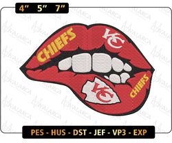 NFL Kansas City Chiefs Lips Embroidery Design, NFL Football Logo Embroidery Design, Famous Football Team Embroidery Design, Football Embroidery Design, Pes, Dst, Jef, Files