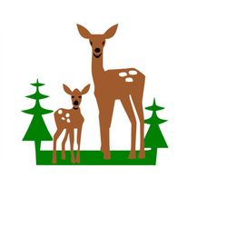 Mom And Baby Deer Cricut Svg, Baby Deer Png, Deer Family Webp Design, Mom And Baby Deer Clip Art, Christmas Clipart, Woo