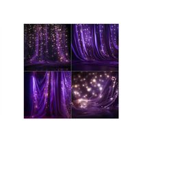 enchanting purple sparkling lights bokeh digital backdrops for photography and designs