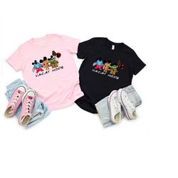 Lovely Characters Vacay Mode Kids Shirt, Cute Stitch Baby Groot and Baby Yoda Vacay Mode Kids Shirt, Funny Disney Group