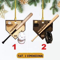 Baseball America 2D Christmas Ornament, Baseball Personalized Ornament