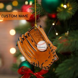 Baseball Gloves Ornament, Personalized Baseball Christmas Ornamenrt