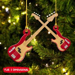 Bass Guitar 2D Christmas Ornament, Musical Instrument Christmas Ornament Gift