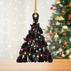 Black Cat Christmas Tree Ornament For Black Cat Lovers, Funny Cat Ornament Keepsake