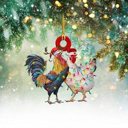 Chickens Light Christmas Shape  Ornament, Couple Chicken Christmas Ornament