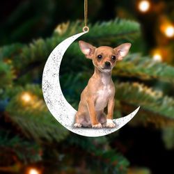 Chihuahua Sit On The Moon Ornament, Chihuahua Ornament