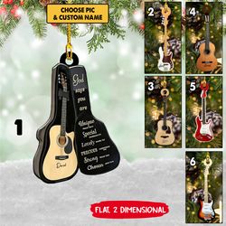 Classic Guitar Ornament for Guitar Players, Custom Name Christmas Ornament