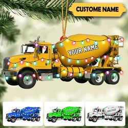 Concrete Mixer Truck Personalized Flat Ornaments, Concrete Mixing Transport Truck Custom Christmas Ornament