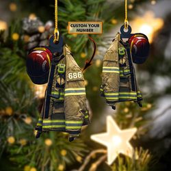Costume Firefighter Personalized Christmas Ornament, Custom Firefighter Ornamen