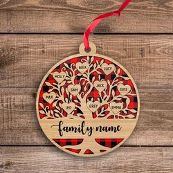 Custom Family Member Names Ornament, Personalized Large Family Tree Ornament