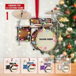 Drum Kit Full Set Christmas Ornament, Custom Name Drummer Ornament Gift for Drum Lovers