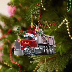 Dump Truck Ornament, Truck Christmas Gift Trucker Christmas Light Ornament