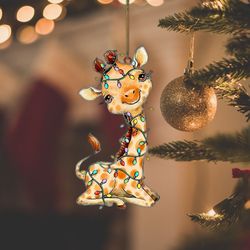 Giraffe Christmas Light Hanging Ornament, Funny Giraffe Ornament
