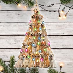 Golden Retriever Christmas Tree Shaped Ornament, Gift  For Golden Retriever Lover