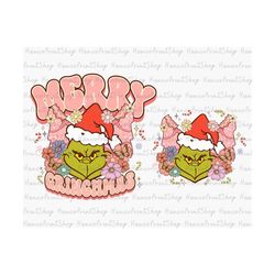 Pink Merry Grinchmas PNG, Merry Christmas PNG, Christmas Grinchmas Png, Santa Hat Png, Holiday Season, Xmas Holiday Png,