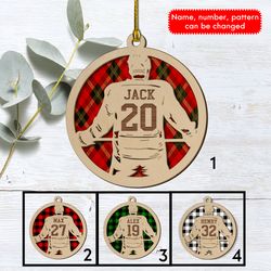 Hockey Wooden Ornament, Personalized Hockey Christmas Ornament