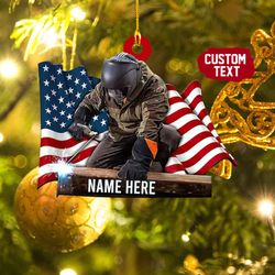 Ornaments Personalized Welder, Custom Christmas Ornament Welder Outfit
