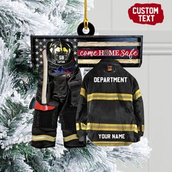 Personalized Come Home Safe Firefighter Armor Ornament, Firefighter Armor Ornament