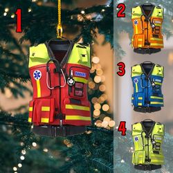 Personalized EMT Paramedic Safety Vest Christmas Acrylic Ornament, Gift For Paramedic
