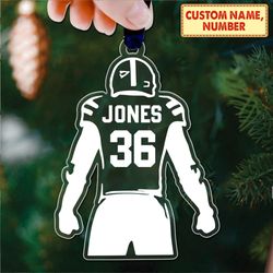 personalized football ornament, football player ornament