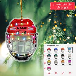 Personalized Ice Hockey Helmet Christmas Ornament Gift For Hockey Lover, Ice Hockey Helmet Ornament