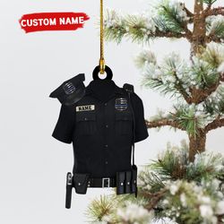 Personalized Police Uniform With Hat Gun Shaped Flat Ornament, Police Uniform Ornamrn