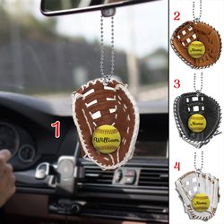 Softball Gloves Flat 2 Dimensional Car Ornament, Personalized Softbal Ornament