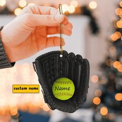 Softball Gloves Ornament Custom, Softball Christmas Ornament Gift