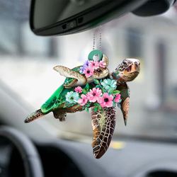 Turtle Mother Ornament, Flowers Turtle Lovers