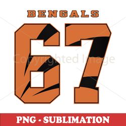 Bengals Sublimation PNG - Player Number 67 - Perfect for Sports Apparel & Fan Gear