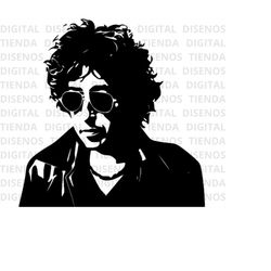 Bob Dylan SVG, Bob Dylan Silhouette, Bob Dylan Design, Bob Dylan black and white, b&w, Bob Dylan Sticker