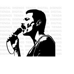 Freddie Mercury SVG, Freddie Mercury Silhouette SVG Design, Freddie Mercury Design, Freddie Mercury black and white, Fre