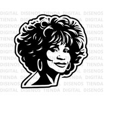 Whitney Houston silhouette, Whitney Houston SVG Design, Whitney Houston Design, Whitney Houston black and white, Whitney