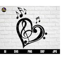 Heart Music Notes Svg, Music Note Heart Svg, Heart Love Symbol Svg, Music Note Svg, Musical Heart Svg for Cricut, Svg, P