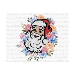 Retro Christmas Santa Png, Merry Christmas PNG, Xmas Holiday Png, Funny Christmas Png, Santa Hat Christmas Png, Floral S