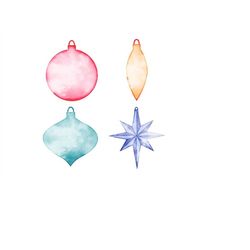 Festive Watercolor Christmas Ornament - Commercial Use