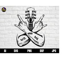 Rock And Roll Music SVG, Guitar SVG, Rock N Roll SVG, Rock Hand Svg, Rock hand sign Svg, Heavy Metal Svg