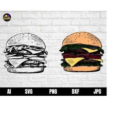 Burger SVG, Hamburger SVG, Hamburger Png, Burger Png, Cheeseburger Svg, Burger clipart, Food Clipart, Fast Food Svg for