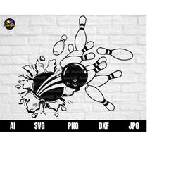 Bowling Svg, Smashing Bowling Logo SVG, Bowling Shirt SVG, Bowling Clipart, Bowling Files for Cricut, Instant Download,