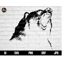angry bear svg, bear svg, hunting bear svg, wild bear svg, bear head svg, angry bear face svg, grizzly bear svg, png, ai