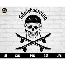 Skull Skeleton Skateboarding Svg, Skater Svg, Skateboard Clipart, Skate Boarding Svg, Png Cut Design