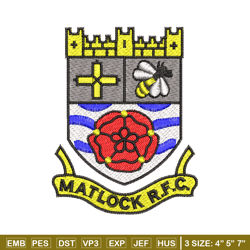 Matlock Rugby Club embroidery design, Matlock Rugby Club embroidery, logo design, Embroidery file, Instant download.
