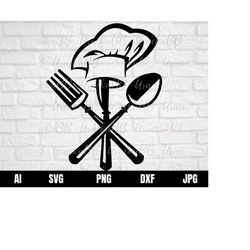 chef hat and knife svg, chef hat and knife cutting file, chef logo svg, chef hat and knifecricut cut file, svg for cricu