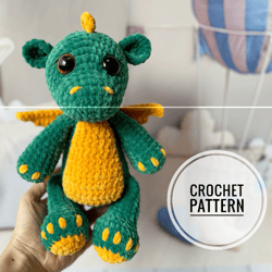 Dragon Plush Pattern, Crochet pattern dragon